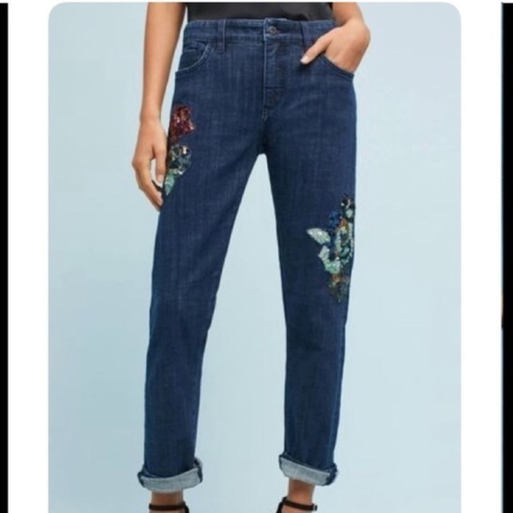 Pilcro Sequin Embellished Leg slim‎ boyfriend jeans